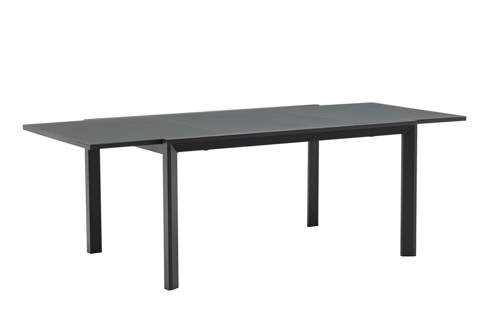 Mesa extensible ORICK 100 x 150/225cm | Aluminio y Cristal Mate Antracita | KUBU #