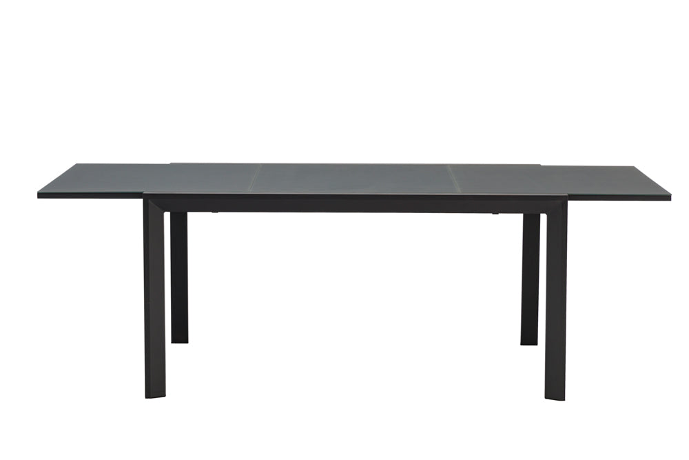 Mesa extensible ORICK 100 x 150/225cm | Aluminio y Cristal Mate Antracita | KUBU #
