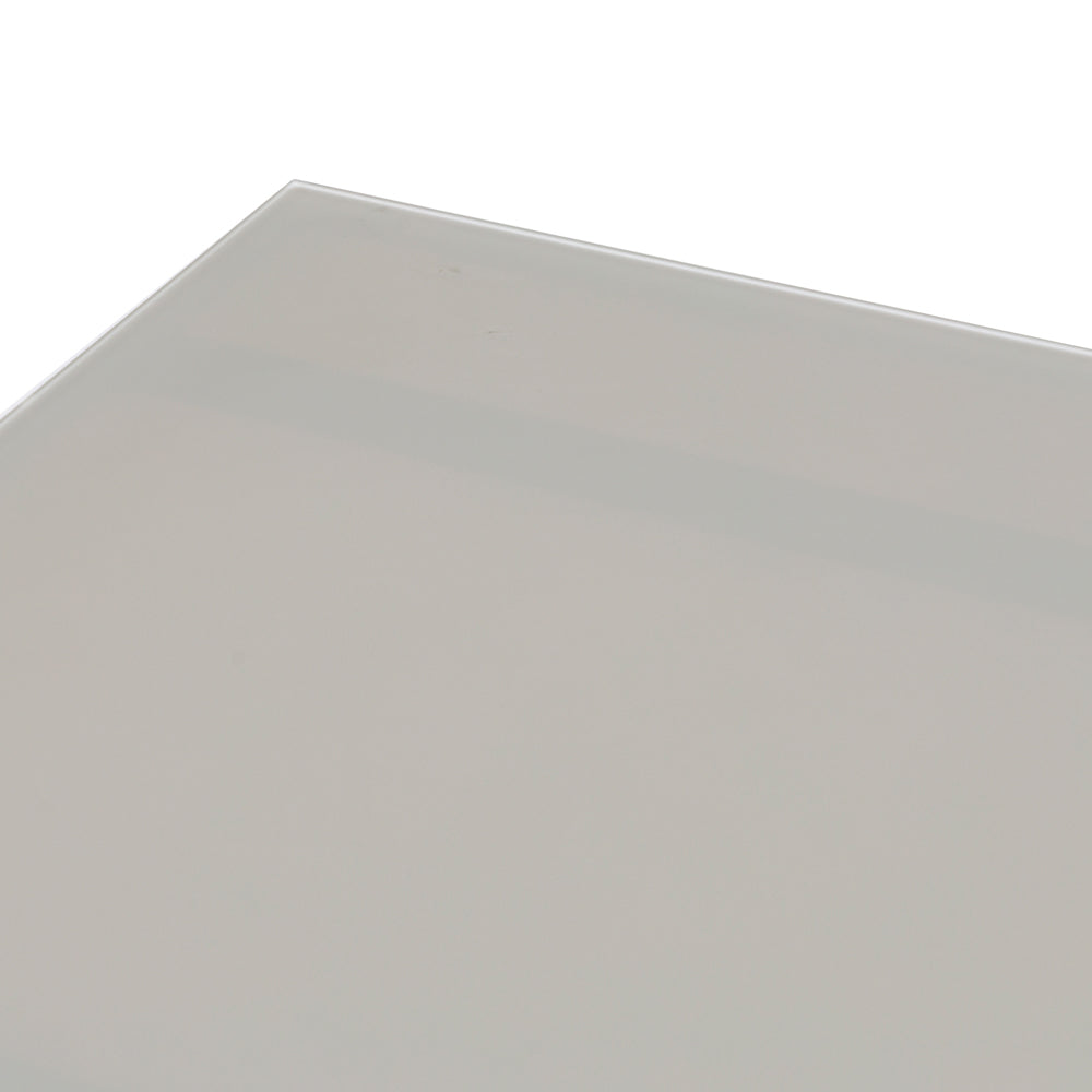 Mesa extensible ORICK 100 x 200/300 cm aluminio blanco y cristal gris claro