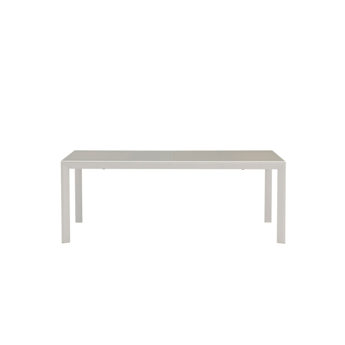 Mesa extensible ORICK 100 x 200/300 cm aluminio blanco y cristal taupe | KUBU #
