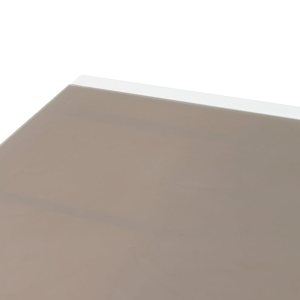 Mesa extensible ORICK 100 x 200/300 cm aluminio blanco y cristal taupe