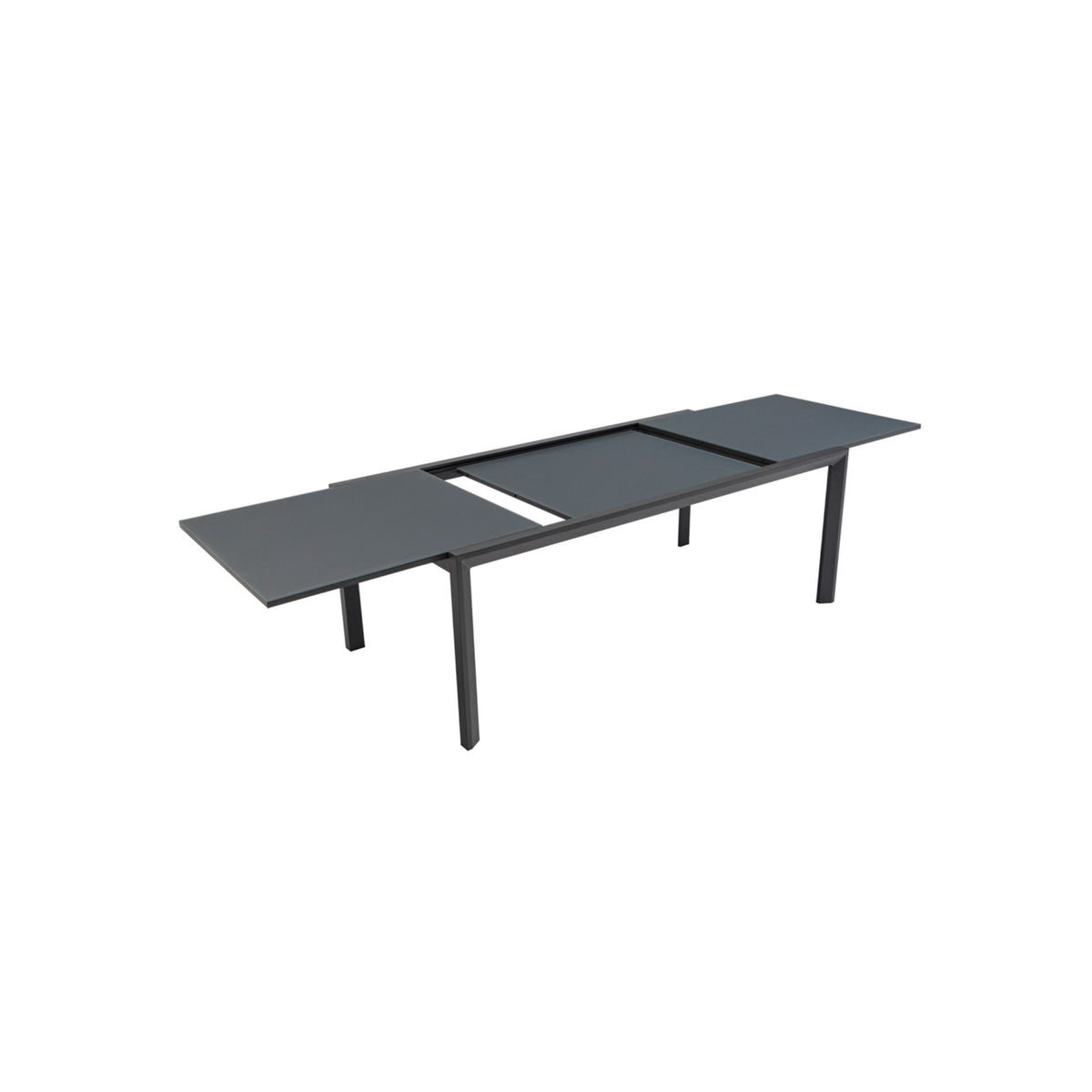 Mesa extensible ORICK 100 x 200/300 cm aluminio y cristal antracita | KUBU #