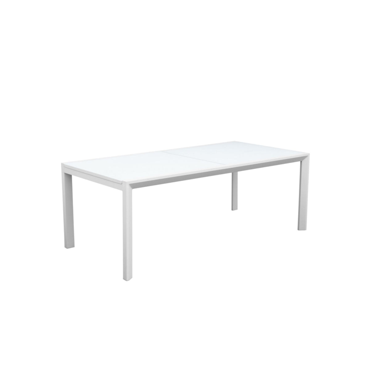 Mesa extensible ORICK 100 x 200/300 cm aluminio y cristal blanco | KUBU #