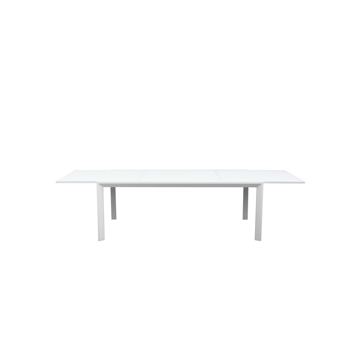 Mesa extensible ORICK 100 x 200/300 cm aluminio y cristal blanco | KUBU #