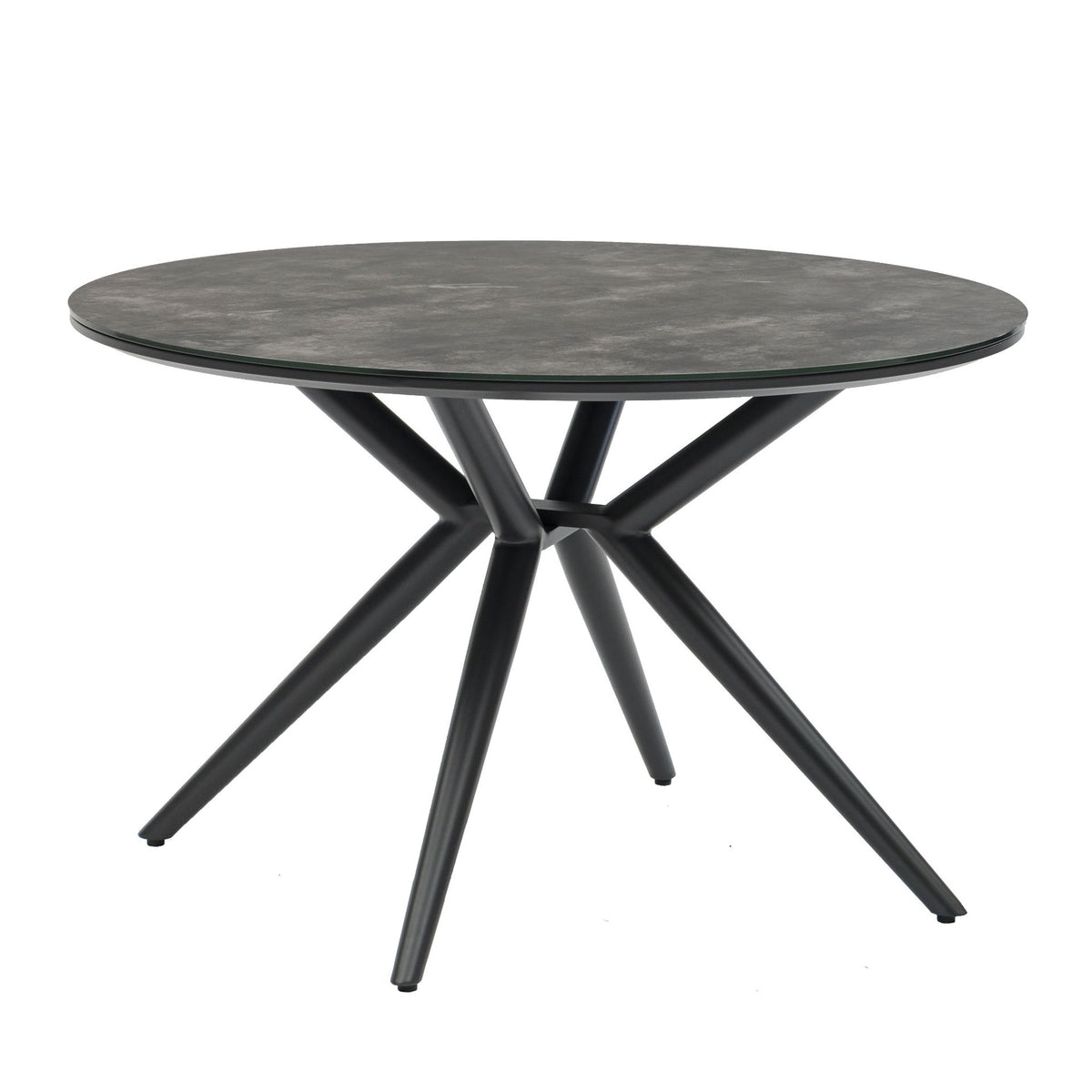Mesa redonda Orick Ø 120 cm aluminio antracita cristal cerámico gris antracita. | KUBU #