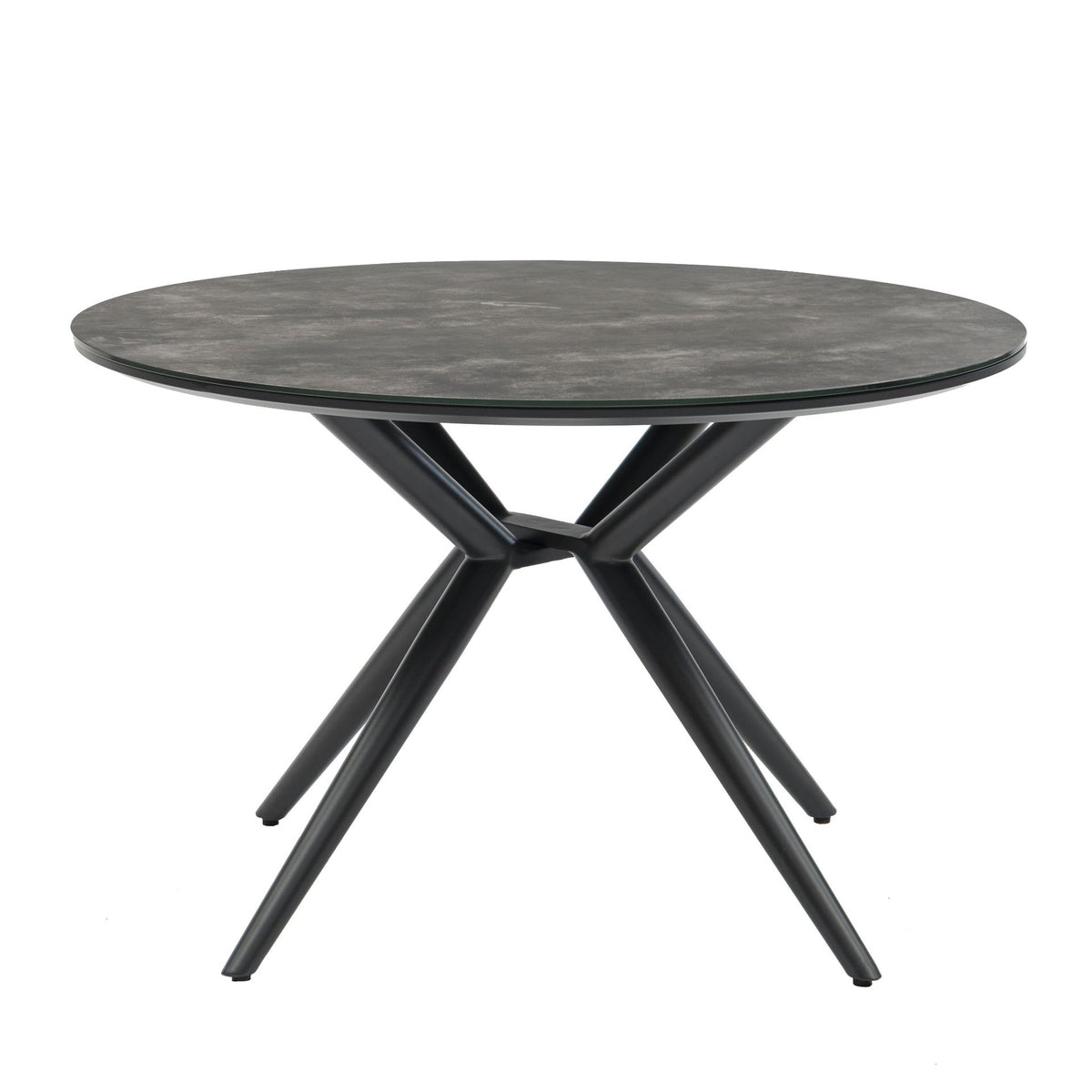Mesa redonda Orick Ø 120 cm aluminio antracita cristal cerámico gris antracita. | KUBU #