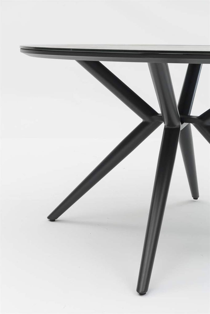 Mesa redonda Orick Ø 120 cm aluminio antracita cristal cerámico gris antracita.
