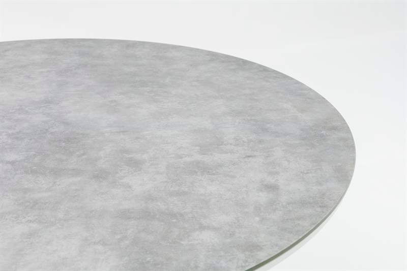 Mesa redonda Orick Ø 120 cm aluminio blanco cristal cerámico gris claro.