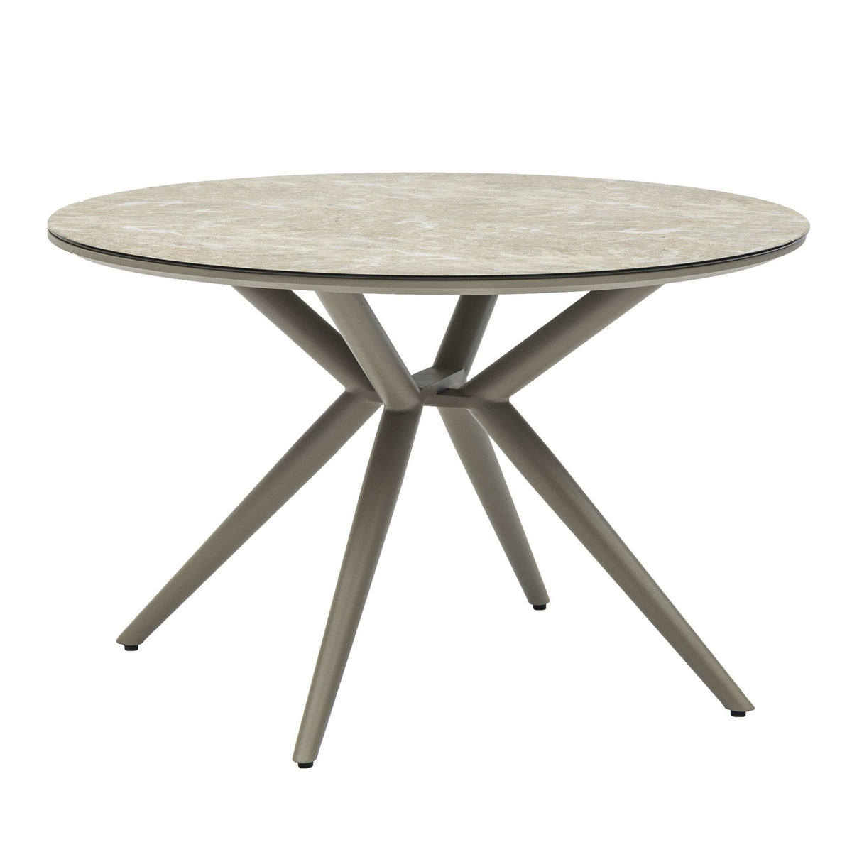 Mesa redonda Orick Ø 120 cm aluminio taupe cristal cerámico beige. | KUBU #