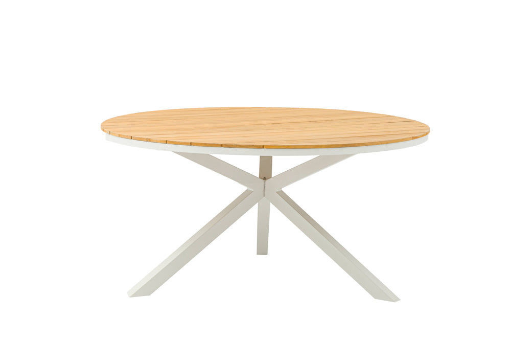 Mesa redonda Sidney aluminio blanco - teca Ø 150 cm | Kubu #