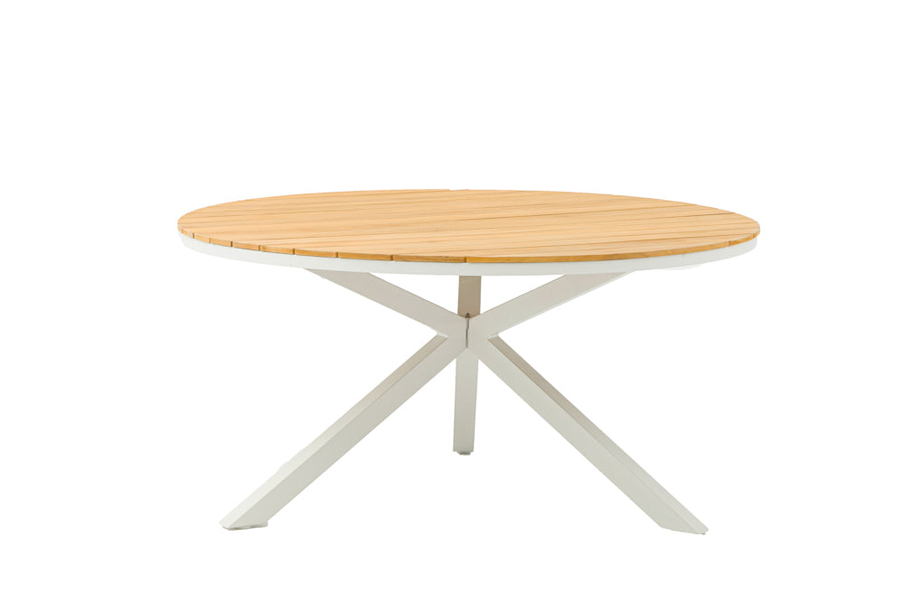 Mesa redonda Sidney aluminio blanco - teca Ø 150 cm | Kubu #