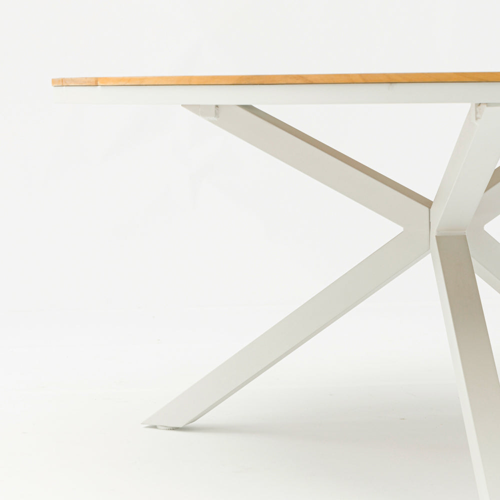 Mesa redonda Sidney aluminio blanco - teca Ø 150 cm | Kubu #