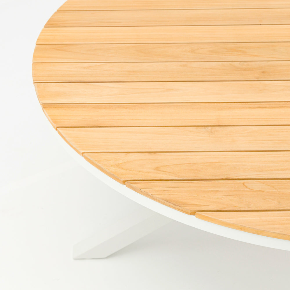 Mesa redonda Sidney aluminio blanco - teca Ø 150 cm | Kubu #