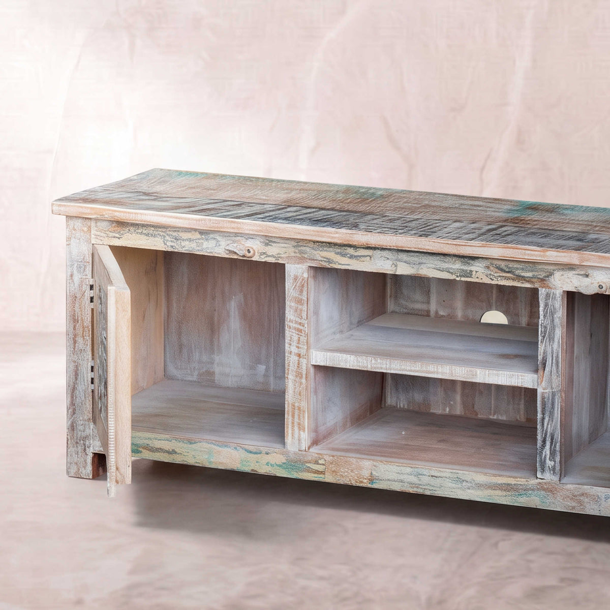 Mueble TV Alhmirah 2 puertas 160x43x60cm | Madera de Mango | KUBU #