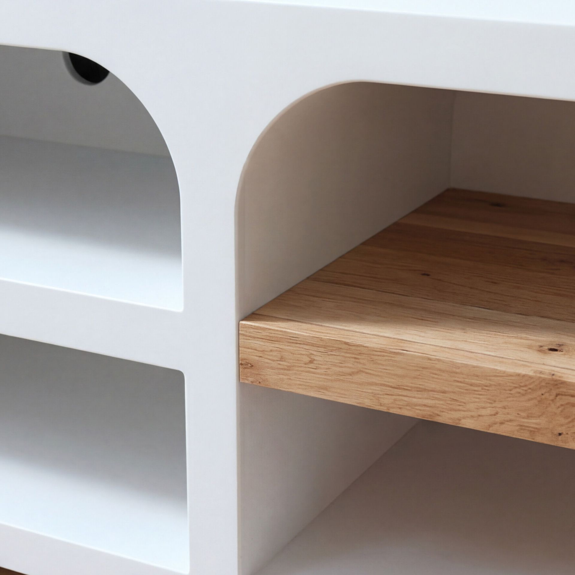 Mueble de TV de Diseño Mediterráneo Eivissa | Blanco y Madera Natural | KUBU #
