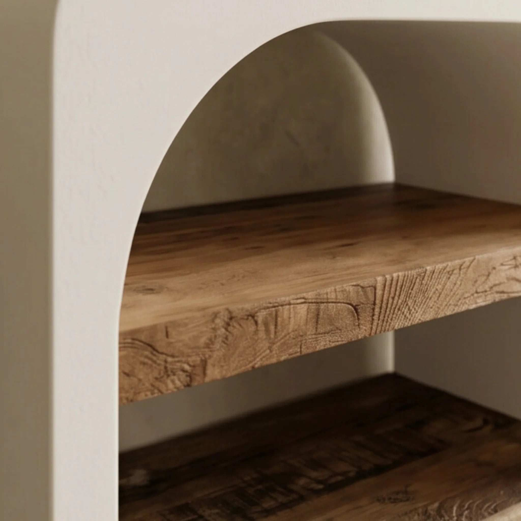 Recibidor Consola Eivissa 70x40x76cm | Blanco Mate y Madera reciclada de Acacia | KUBU #