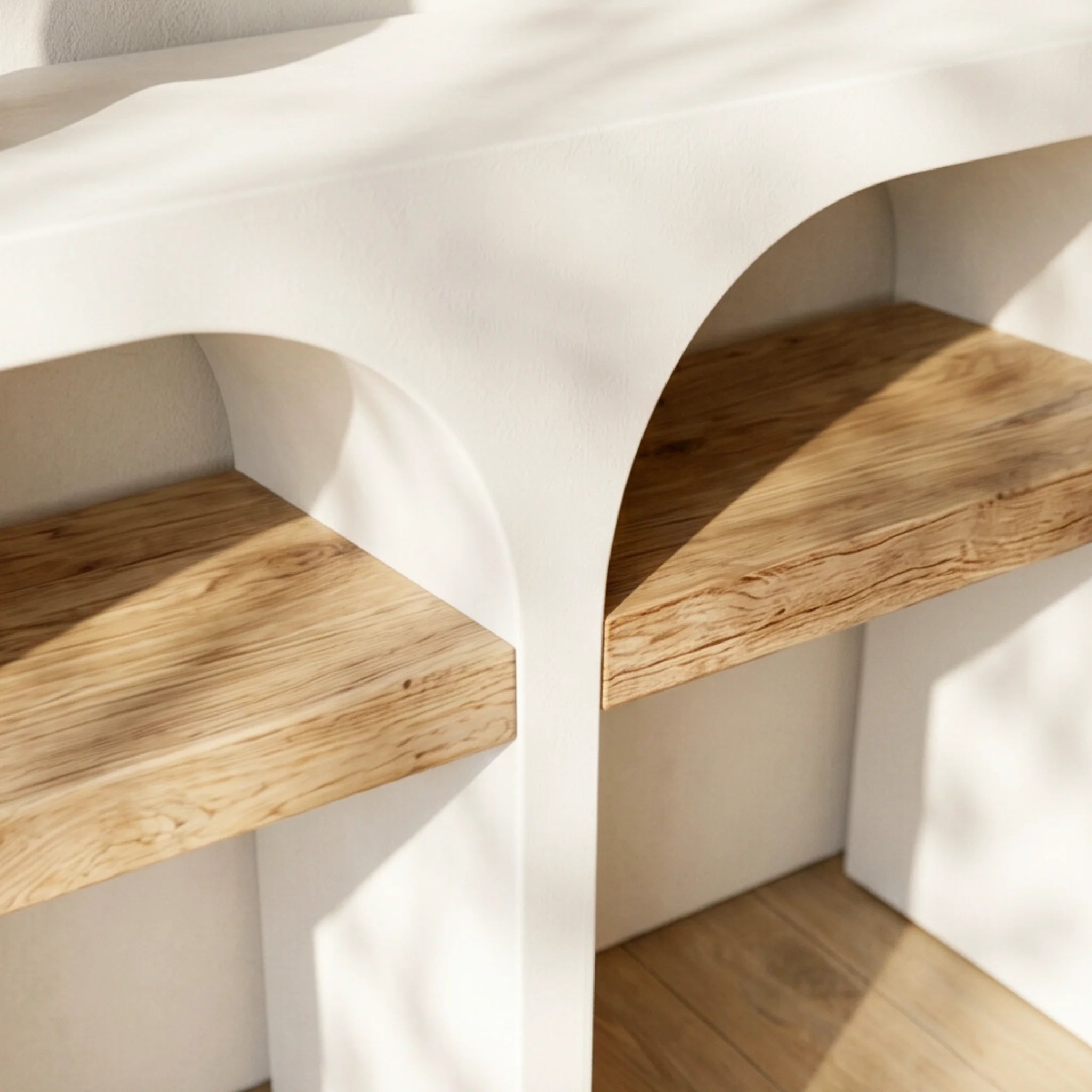 Recibidor Consola Eivissa120x35x76cm | Blanco Mate y Madera reciclada de Acacia | KUBU #