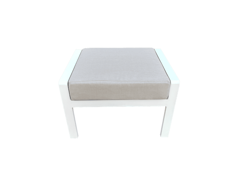 Reposapiés Albury aluminio blanco con cojín gris claro | Kubu #