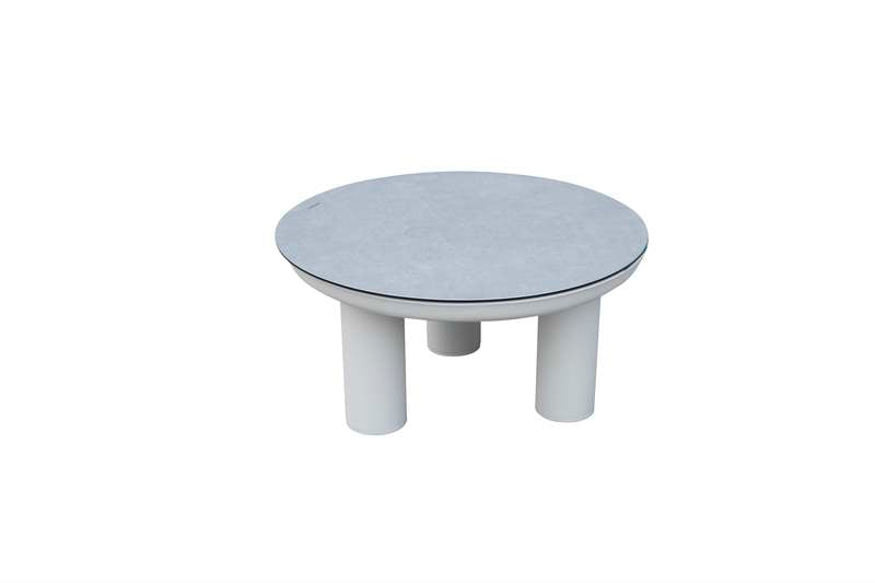 Set de 2 mesas de centro Attica aluminio blanco top cristal cerámico gris | Kubu #