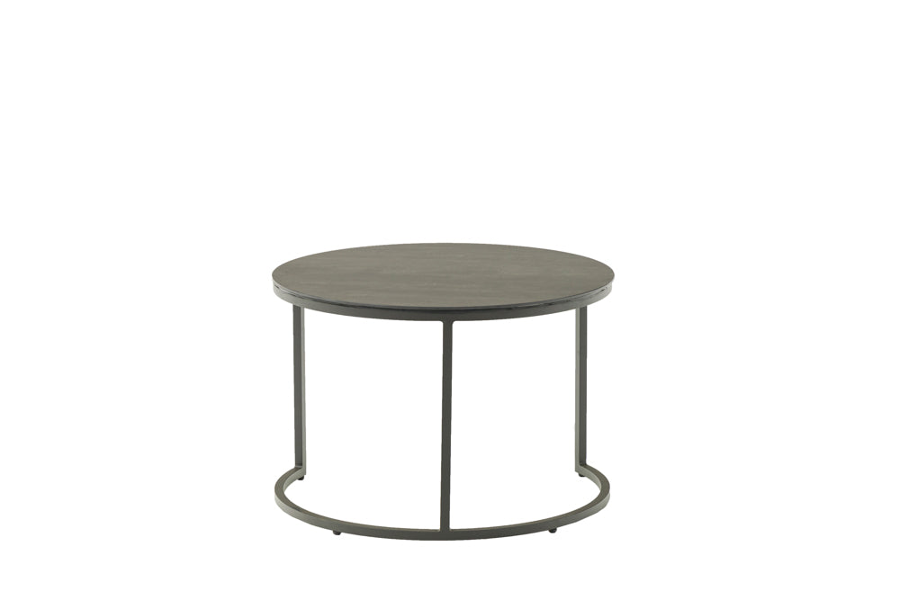 Set mesas auxiliares Albury aluminio con top cristal cerámico antracita | Kubu #