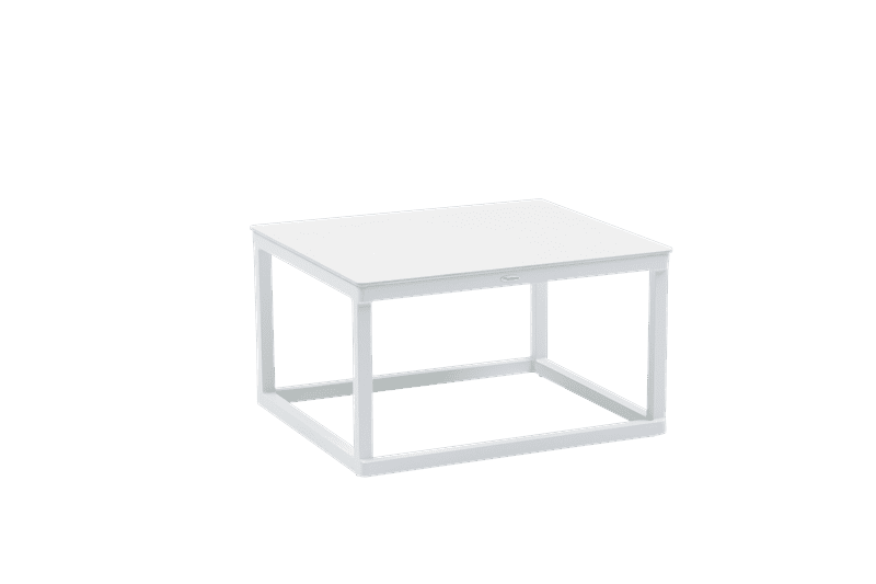 Set mesas auxiliares Silai aluminio blanco top porcelánico beige. | Kubu #