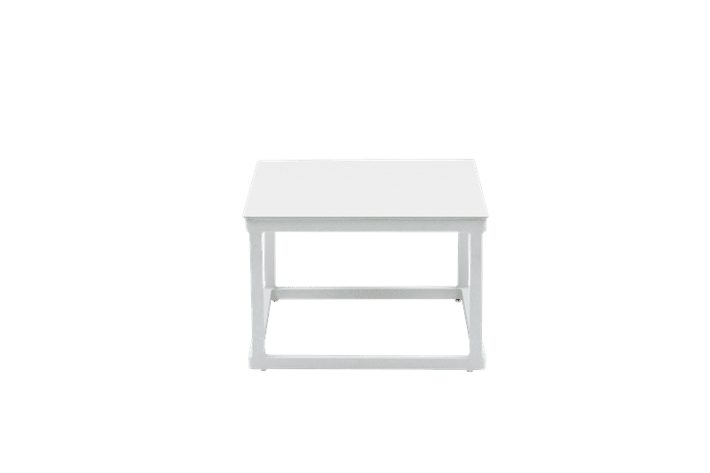 Set mesas auxiliares Silai aluminio blanco top porcelánico beige. | Kubu #