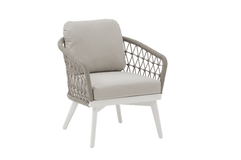 Sillón-1 plaza Nelayan aluminio blanco cuerda greige | Kubu #