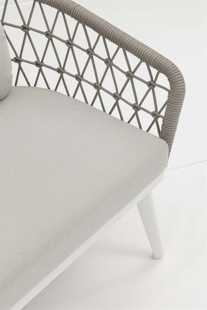 Sillón-1 plaza Nelayan aluminio blanco cuerda greige | Kubu #