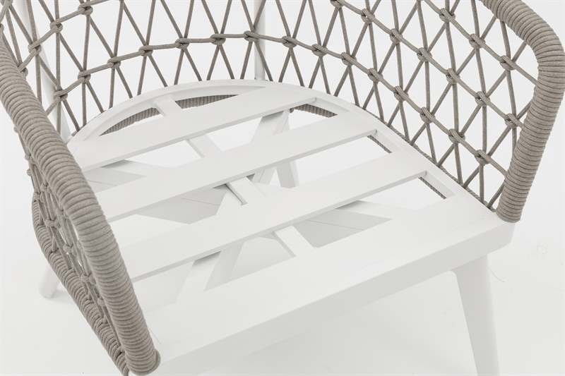 Sillón-1 plaza Nelayan aluminio blanco cuerda greige | Kubu #