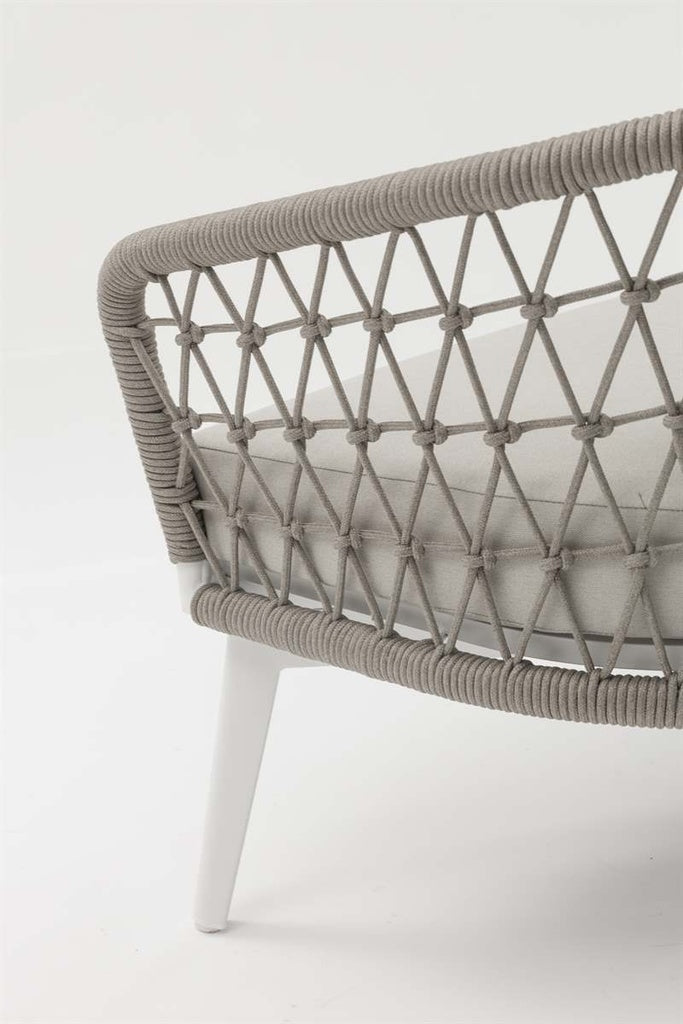 Sillón-1 plaza Nelayan aluminio blanco cuerda greige | Kubu #