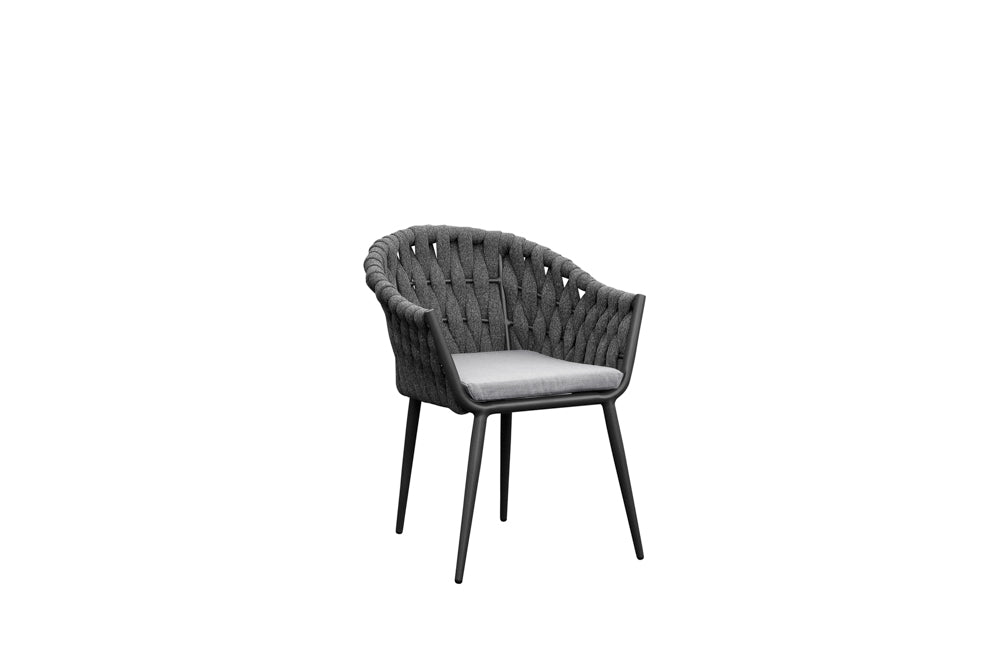 Sillón Meridian aluminio antracita cuerda antracita y cojín gris medio | Kubu #