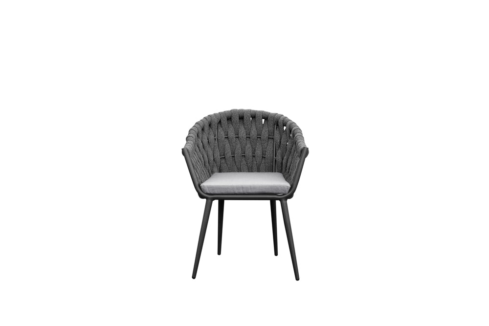 Sillón Meridian aluminio antracita cuerda antracita y cojín gris medio | Kubu #