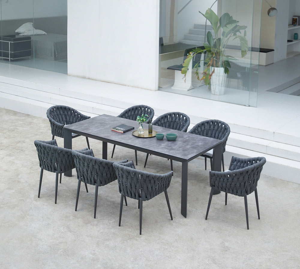 Sillón Meridian aluminio antracita cuerda antracita y cojín gris medio | Kubu #