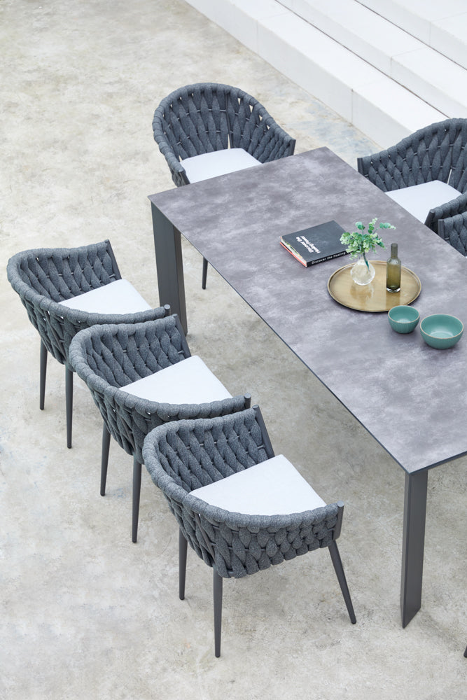 Sillón Meridian aluminio antracita cuerda antracita y cojín gris medio | Kubu #