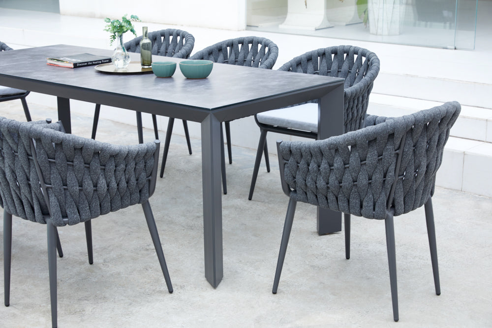 Sillón Meridian aluminio antracita cuerda antracita y cojín gris medio | Kubu #