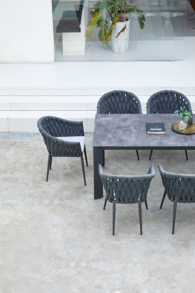 Sillón Meridian aluminio antracita cuerda antracita y cojín gris medio | Kubu #