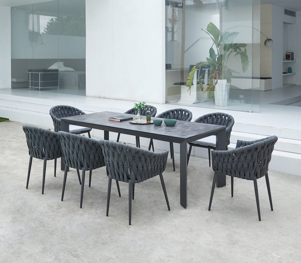 Sillón Meridian aluminio antracita cuerda antracita y cojín gris medio | Kubu #