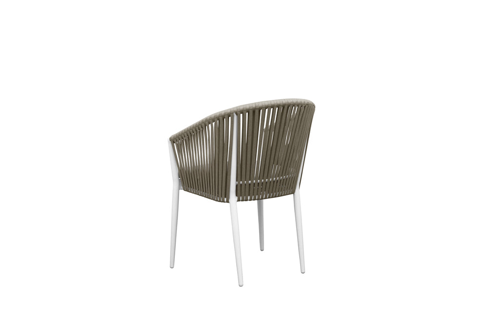 Sillón Ukiah aluminio blanco con cuerda y cojín greige | Kubu #