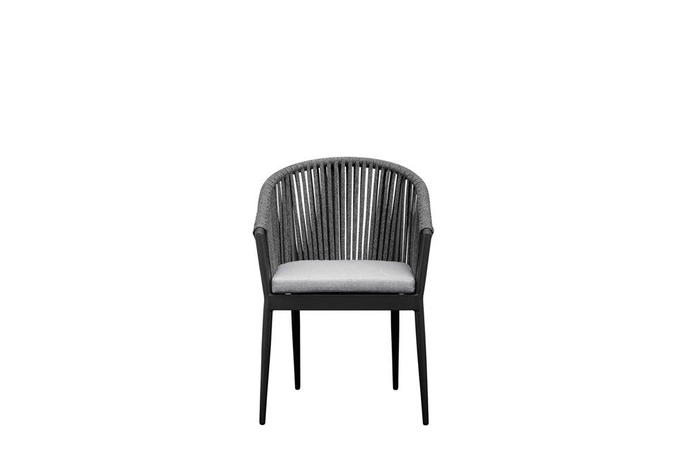 Sillón Ukiah aluminio y cuerda antracita con cojín gris medio | Kubu #