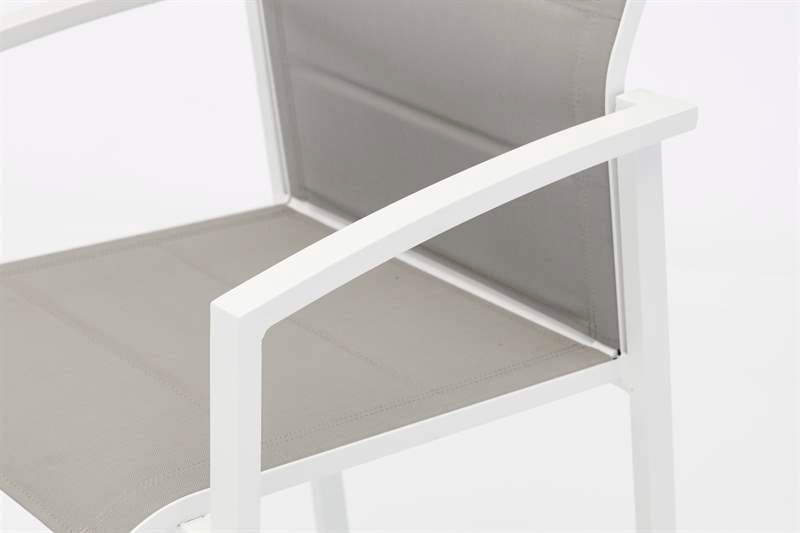 Sillón de Bar ORICK Aluminio Blanco y Textilene Gris Elegante | Kubu #
