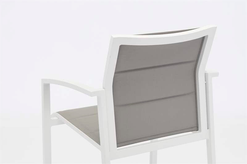 Sillón de Bar ORICK Aluminio Blanco y Textilene Gris Elegante | Kubu #