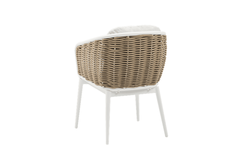Sillón de Comedor Exterior Irvine | Aluminio Blanco y Cuerda Taupe | Kubu #