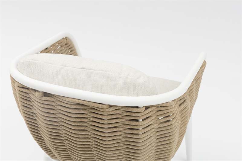 Sillón de Comedor Exterior Irvine | Aluminio Blanco y Cuerda Taupe | Kubu #