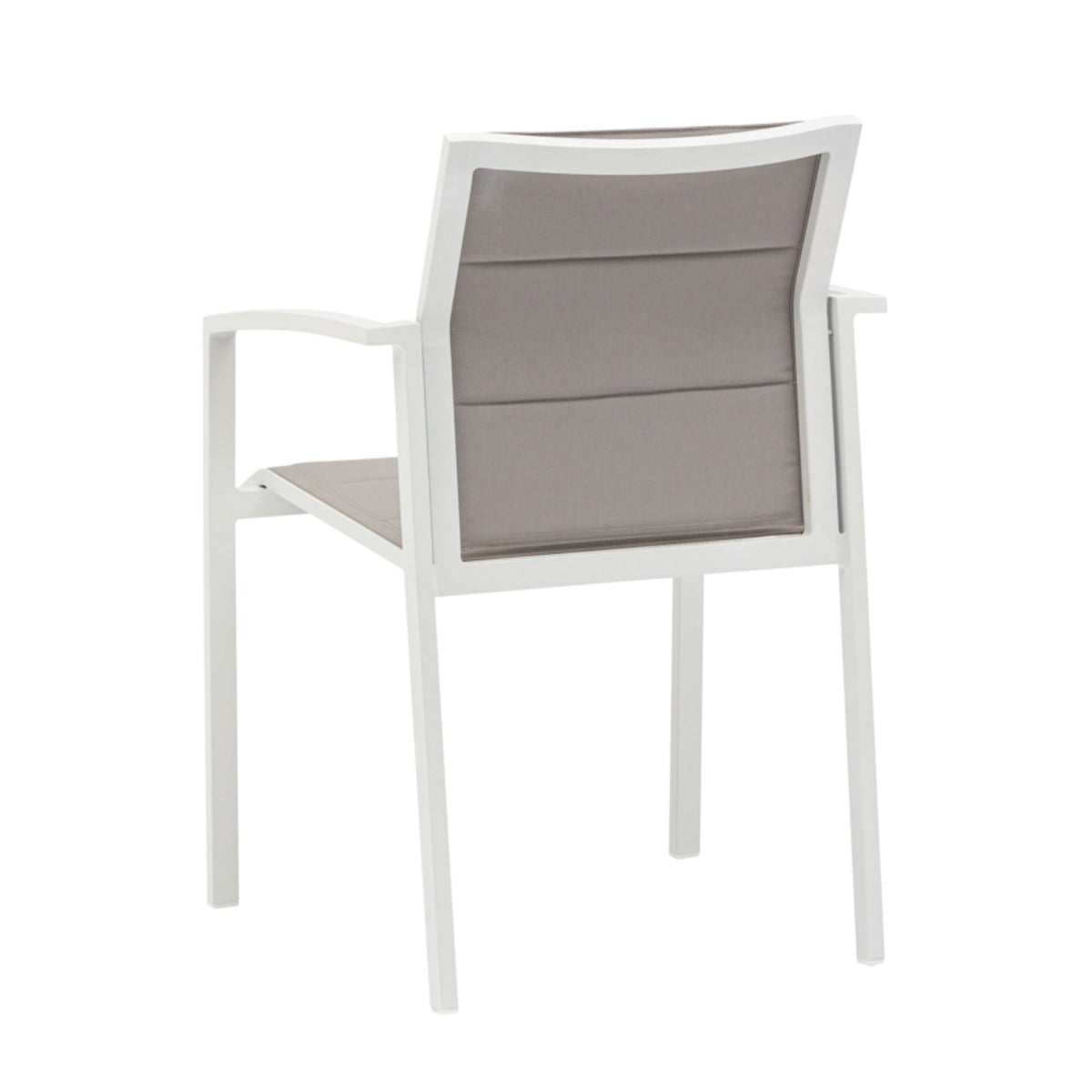 Sillón de comedor ORICK aluminio blanco y textil gris claro | KUBU #