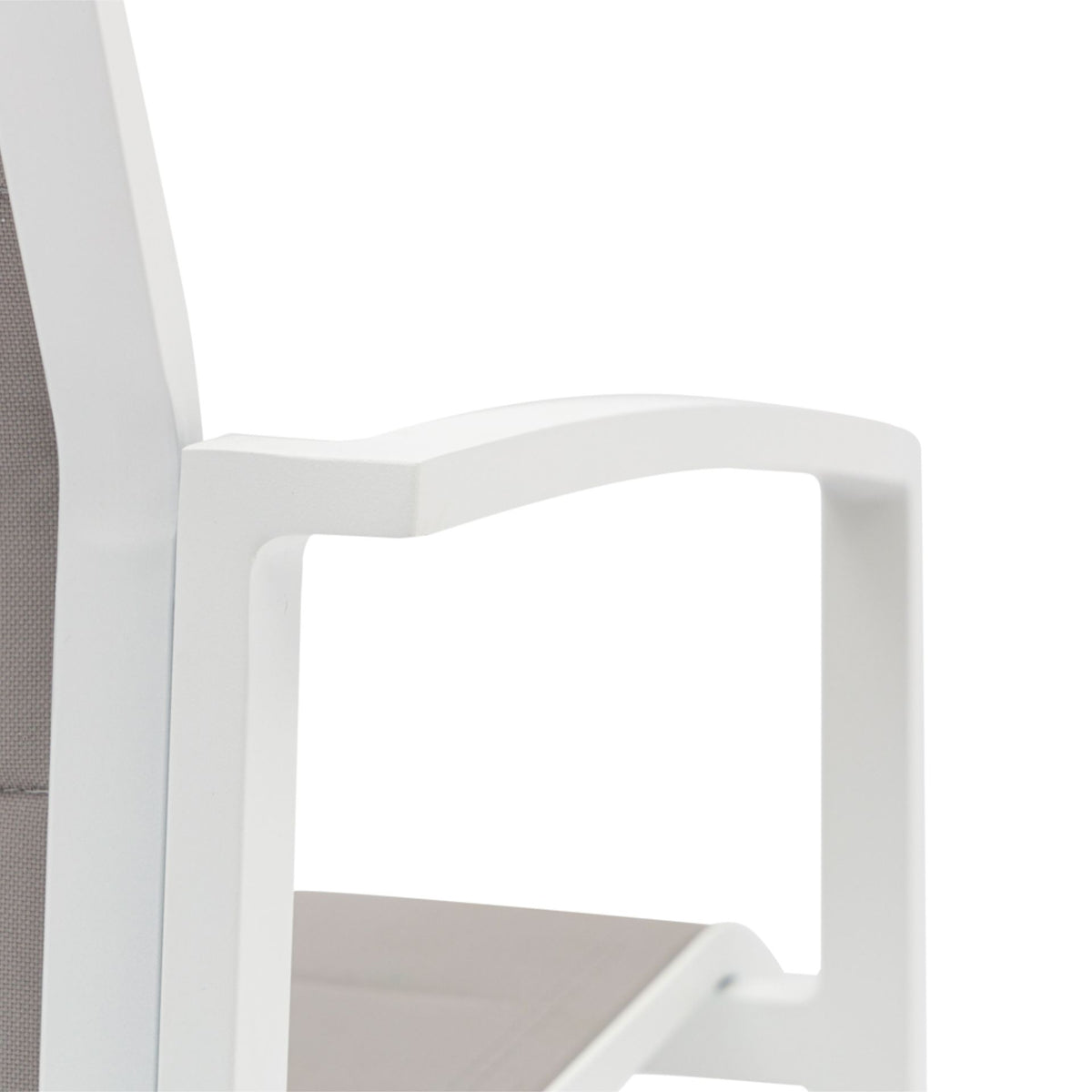 Sillón de comedor ORICK aluminio blanco y textil gris claro | KUBU #