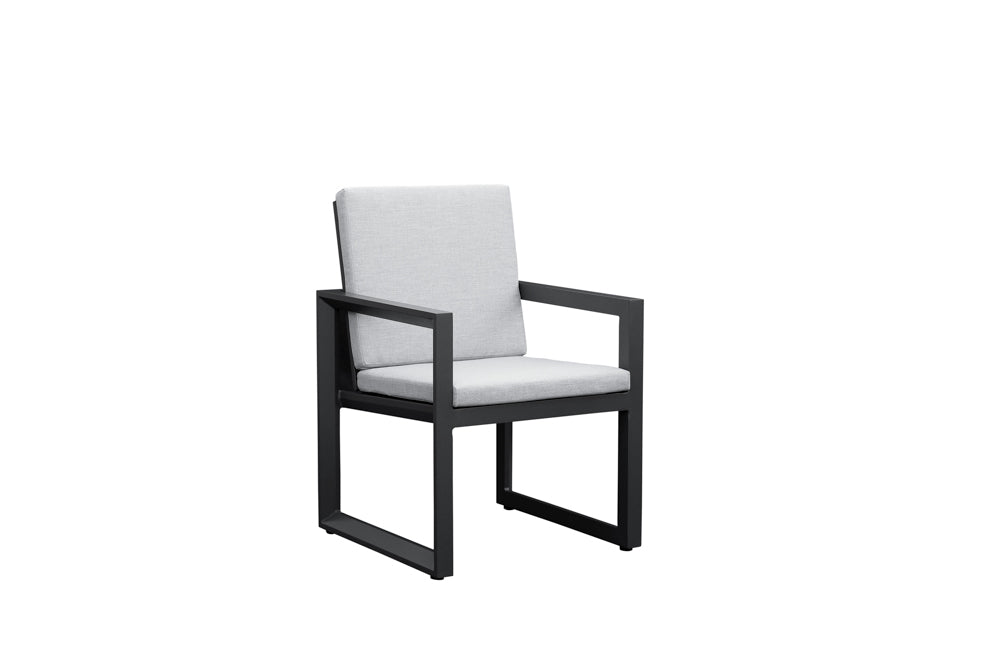 Sillón de comedor Onix aluminio antracita y cojinería gris medio | Kubu #