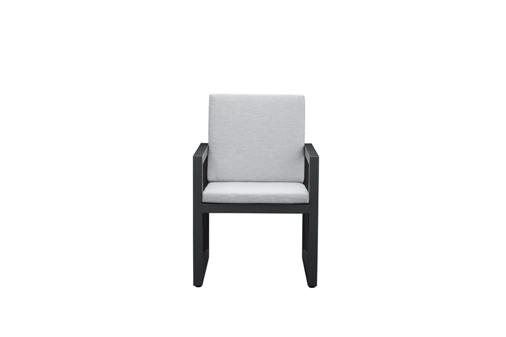 Sillón de comedor Onix aluminio antracita y cojinería gris medio | Kubu #