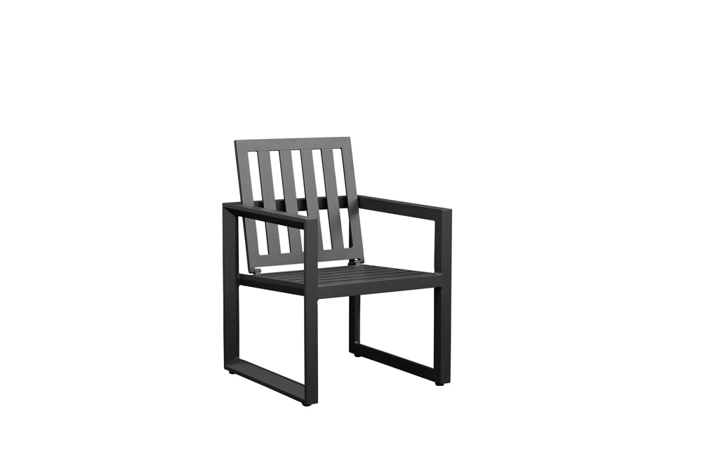 Sillón de comedor Onix aluminio antracita y cojinería gris medio | Kubu #