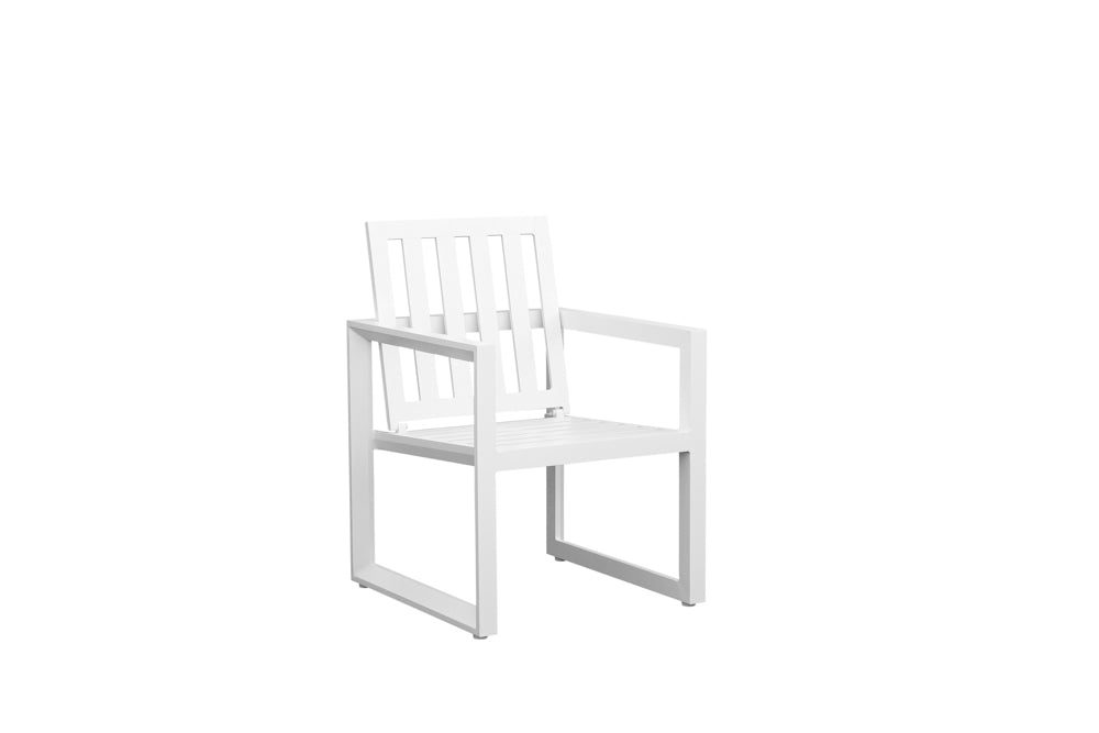 Sillón de comedor Onix aluminio blanco y cojinería gris claro | Kubu #