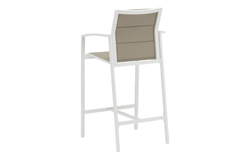 Sillón para barra de bar ORICK aluminio blanco y textil taupe